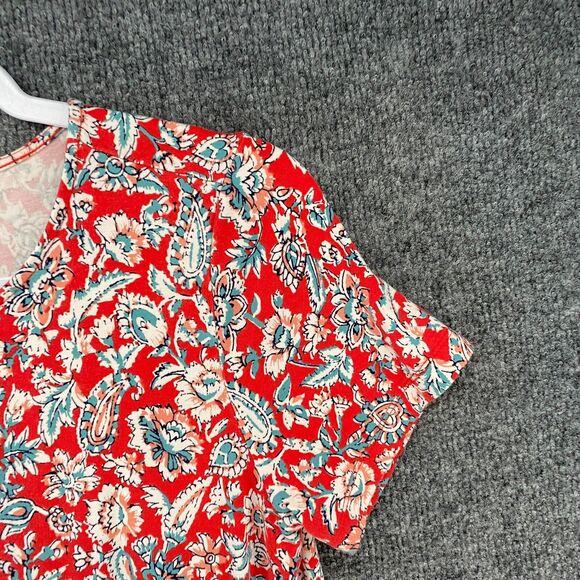Old Navy Dress Womens M Red Floral A-Line Pullover Boho Cottagecore Prairie Farm - Picture 3 of 9